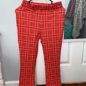 DollsKill Current Mood Plaid Flared Stretchy Pant